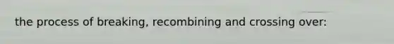 the process of breaking, recombining and crossing over: