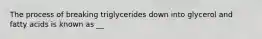 The process of breaking triglycerides down into glycerol and fatty acids is known as __