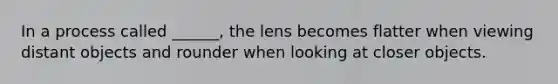 In a process called ______, the lens becomes flatter when viewing distant objects and rounder when looking at closer objects.