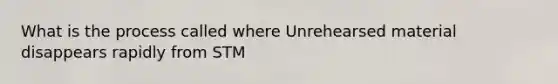 What is the process called where Unrehearsed material disappears rapidly from STM