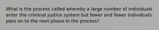 What is the process called whereby a large number of individuals enter the criminal justice system but fewer and fewer individuals pass on to the next phase in the process?