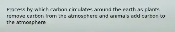 Process by which carbon circulates around the earth as plants remove carbon from the atmosphere and animals add carbon to the atmosphere