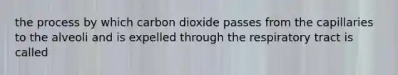 the process by which carbon dioxide passes from the capillaries to the alveoli and is expelled through the respiratory tract is called