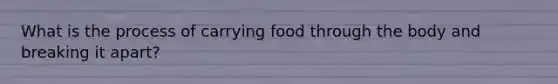 What is the process of carrying food through the body and breaking it apart?