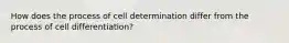 How does the process of cell determination differ from the process of cell differentiation?