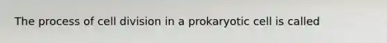 The process of cell division in a prokaryotic cell is called