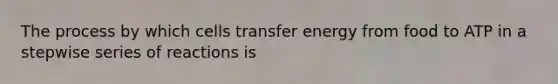 The process by which cells transfer energy from food to ATP in a stepwise series of reactions is