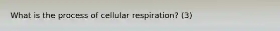 What is the process of cellular respiration? (3)