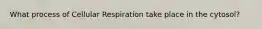 What process of Cellular Respiration take place in the cytosol?