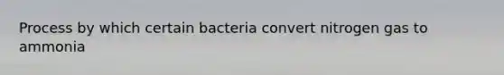 Process by which certain bacteria convert nitrogen gas to ammonia