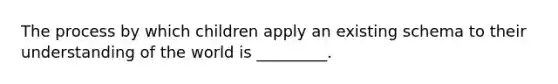 The process by which children apply an existing schema to their understanding of the world is _________.