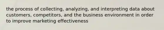 the process of collecting, analyzing, and interpreting data about customers, competitors, and the business environment in order to improve marketing effectiveness