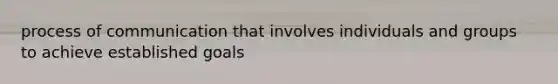 process of communication that involves individuals and groups to achieve established goals