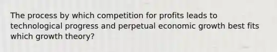 The process by which competition for profits leads to technological progress and perpetual economic growth best fits which growth theory?