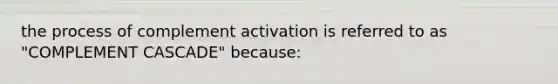 the process of complement activation is referred to as "COMPLEMENT CASCADE" because: