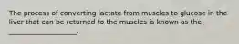 The process of converting lactate from muscles to glucose in the liver that can be returned to the muscles is known as the ____________________.