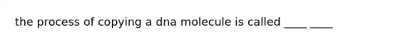 the process of copying a dna molecule is called ____ ____