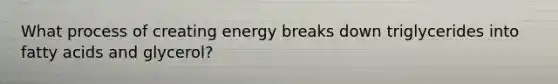 What process of creating energy breaks down triglycerides into fatty acids and glycerol?