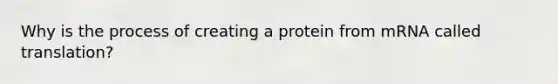 Why is the process of creating a protein from mRNA called translation?