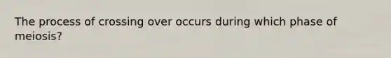 The process of crossing over occurs during which phase of meiosis?