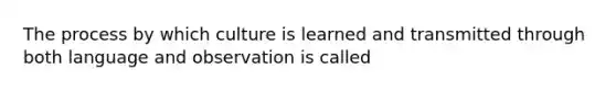 The process by which culture is learned and transmitted through both language and observation is called