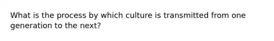 What is the process by which culture is transmitted from one generation to the next?