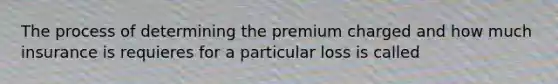 The process of determining the premium charged and how much insurance is requieres for a particular loss is called