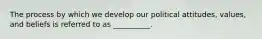 The process by which we develop our political attitudes, values, and beliefs is referred to as __________.