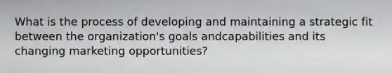 What is the process of developing and maintaining a strategic fit between the organization's goals andcapabilities and its changing marketing opportunities?