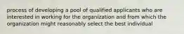 process of developing a pool of qualified applicants who are interested in working for the organization and from which the organization might reasonably select the best individual