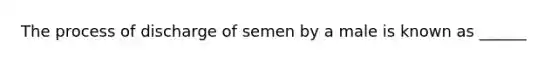 The process of discharge of semen by a male is known as ______