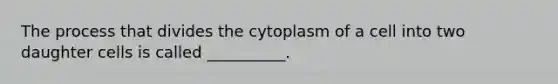 The process that divides the cytoplasm of a cell into two daughter cells is called __________.