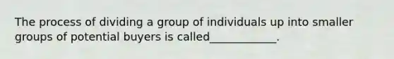 The process of dividing a group of individuals up into smaller groups of potential buyers is called____________.