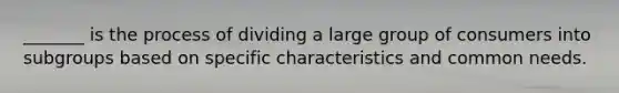 _______ is the process of dividing a large group of consumers into subgroups based on specific characteristics and common needs.