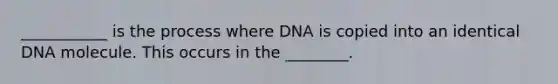 ___________ is the process where DNA is copied into an identical DNA molecule. This occurs in the ________.