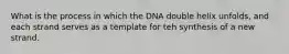 What is the process in which the DNA double helix unfolds, and each strand serves as a template for teh synthesis of a new strand​.