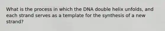 What is the process in which the DNA double helix unfolds, and each strand serves as a template for the synthesis of a new strand?