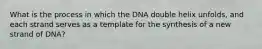 What is the process in which the DNA double helix unfolds, and each strand serves as a template for the synthesis of a new strand of DNA?