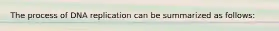 The process of DNA replication can be summarized as follows: