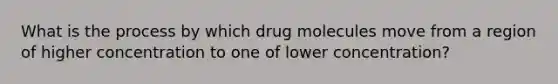 What is the process by which drug molecules move from a region of higher concentration to one of lower concentration?