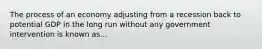 The process of an economy adjusting from a recession back to potential GDP in the long run without any government intervention is known as...