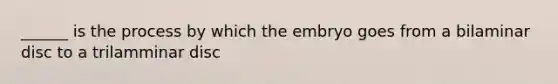 ______ is the process by which the embryo goes from a bilaminar disc to a trilamminar disc