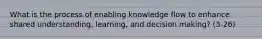 What is the process of enabling knowledge flow to enhance shared understanding, learning, and decision making? (3-26)