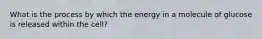 What is the process by which the energy in a molecule of glucose is released within the cell?