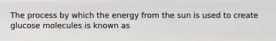 The process by which the energy from the sun is used to create glucose molecules is known as