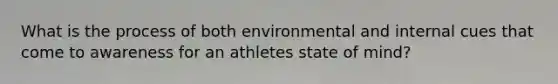 What is the process of both environmental and internal cues that come to awareness for an athletes state of mind?