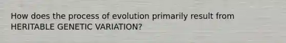 How does the process of evolution primarily result from HERITABLE GENETIC VARIATION?