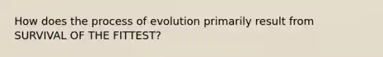 How does the process of evolution primarily result from SURVIVAL OF THE FITTEST?