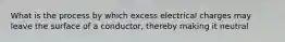 What is the process by which excess electrical charges may leave the surface of a conductor, thereby making it neutral