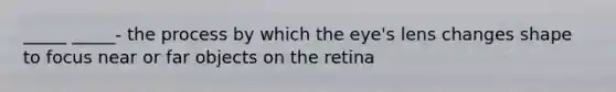 _____ _____- the process by which the eye's lens changes shape to focus near or far objects on the retina